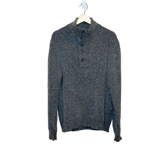 French Connection charcoal gray 1/4 button wool blend sweater size XL - Picture 1 of 15